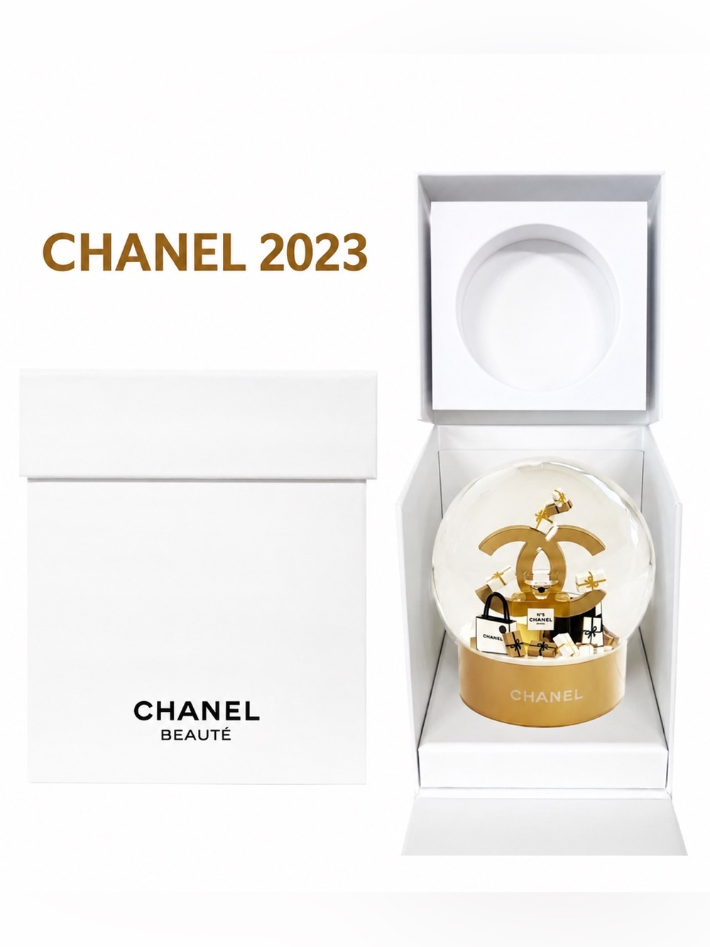 CHANEL Snow Globe 2023 No. 5 Coco Gold Holiday Snow Globe NIB